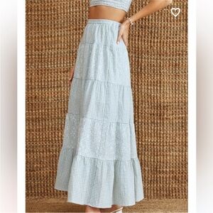 Altar’d State Sage Gingham Maxi Skirt